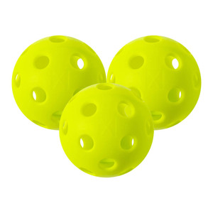 Three X-26 Performance Pickleballs by Franklin designed for indoor play and USA Pickleball approved. Available in a bright lime green color