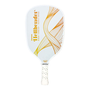 GAMMA Hellbender Paddle in color option White/Gold featuring a bright white grip, edge, and face with a yellow gold design