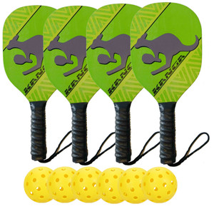 Kanga Wood Paddle Deluxe Bundle- includes four wood paddles and 6 indoor balls