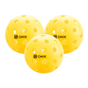 Three pack of the ONIX PURE 2 Outdoor Pickleball available in yellow