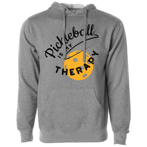 Unisex Pickleball Therapy Hooded Sweatshirt in GunMetal Heather