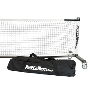 Picklenet Deluxe features heavier frame and wheels to easily move net. Includes frame, net and storage bag with wheels
