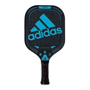 The DRIVE Pickleball Paddle by adidas features an attractive blue-on-black design with a centrally located adidas logo.