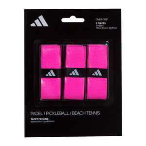 3 pack of adidas Overgrips shown in Pink.