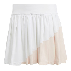 Front view of the adidas Clubhouse Skirt. White/Wonder Quartz