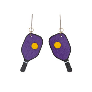 Pickleball Earrings handcrafted from leather, choose from several color options