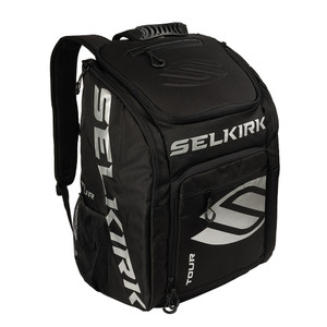 Front view of the Selkirk Core Series Tour Pickleball Backpack in the color Black.