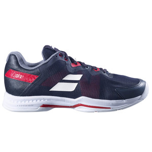 Babolat SFX 3 All Court Shoe shown in Black/Poppy Red