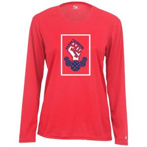 Carpe Dinkem 2.0 Core Performance Women's Long-Sleeve Shirt shown in color Hot Coral. Available in sizes S-2XL