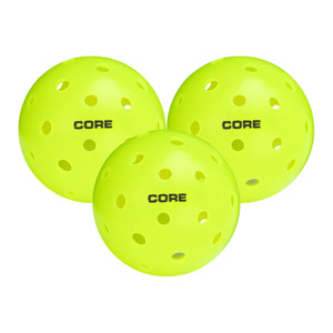 Three pack of the Neon Green CORE Outdoor Pickleball approved for tournament play by USA Pickleball