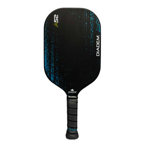 Front view of the Diadem A52 Carbon Fiber Pickleball Paddle shown in Black and Blue