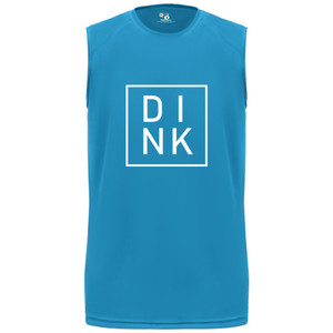 DINK Men's Core Performance Sleeveless Shirt shown in color Colombia Blue. Available in sizes S-3XL