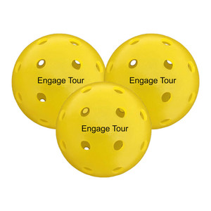 Three of the Engage Tour Outdoor Pickleball in color yellow