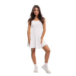 Front view of the Women's erne The Vineyard Tennis Dress on model in the color White.