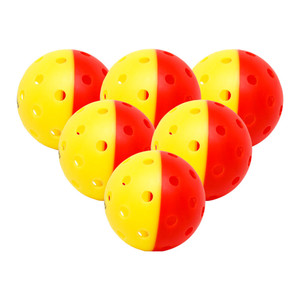 Six Two-Tone Outdoor Training Pickleballs by GAMMA in color combination red and yellow