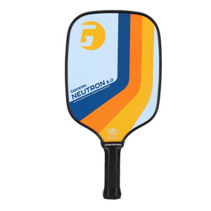 Front view of the GAMMA Quantum Series Neutron 5.0 Pickleball Paddle 11” x 8” graphite hitting surface and the 5" Hi-Tech gripped handle.