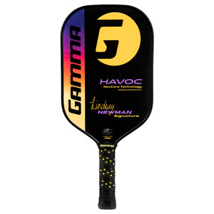 GAMMA Havoc Lindsey Newman Signature paddle available in an eye-catching purple/orange/black color combination, reminiscent of an Arizona sunset.