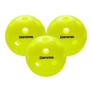 Three GAMMA Photon Indoor Pickleballs available in a bright, high-visibility optic green