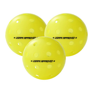 Three pack of the GAMMA Photon Outdoor Pickleball in high-visibility optic yellow