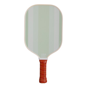 Front view of Heritage Pickle-ball 'Stripes' retro fiberglass pickleball paddle shown in the Green colorway.