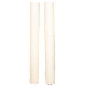 Set of two PVC Sleeves featuring a durable PVC plastic construction and glossy white exterior. Caps included. Outside diameter measures 3.25" and length measures 2'