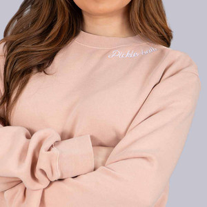 Heritage Pickle-ball Embroidered Cursive Crew Neck Sweatshirt - Dusty Pink