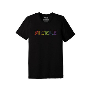 Front view of the Unisex jojo + lo Prism Pickle Crew T-Shirt in the color Black.