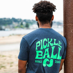 Heritage Pickle-ball Groovy T-Shirt in Heather Navy