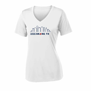 White Dallas Skyline Nationals Sport V-Neck T-Shirt - Women's