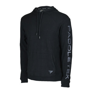 Front view of the Unisex Paddletek Performance Lightweight Hoodie in the color Black.