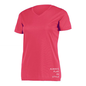 Bella Bella Sports Women's Pink Short Sleeve V-Neck Shirt. Available in sizes S-XL