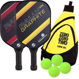 Rally PX Graphite bundle includes two paddles, four balls and a sling bag