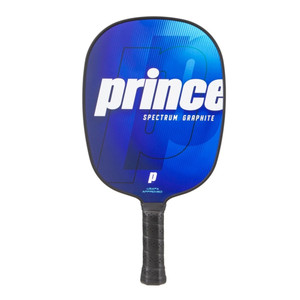 The Spectrum Graphite Pickleball Paddle is available in blue, purple, green or red and features a white Prince logo.