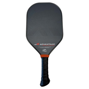 ProXR Advantage Blackout Series 16 Paddle features a black and gray design with red graphic accents on a fiberglass face with grit finish and 16mm polymer honeycomb core. Ranging in weight from 8.0 - 8.4 oz.