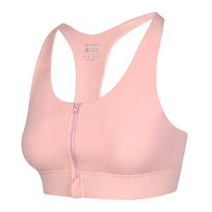 Light pink colored AvaLee Zip-Up Sports Bra by Selkirk. Offering a stretchy, synthetic-blend construction and front zipper. Sizes XS-2XL