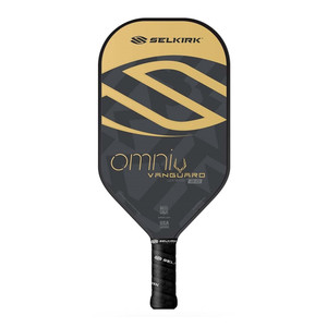 The Selkirk VANGUARD Hybrid 2.0 Omni Paddle is available in blue and black, or crimson and black color options, and in lightweight or midweight ranges.