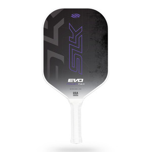Selkirk SLK Evo Power Max 2.0 Pickleball Paddle features a 13mm (0.51") thick core and powerful carbon fiber face. Shown in Purple.