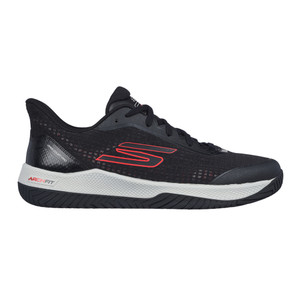 Skechers Viper Court Pro Wide Shoe with Ultra Flight Foam Midsole and Arch Fit Technology. Shown in the Red/Black color option Available in sizes 7-13, 14.