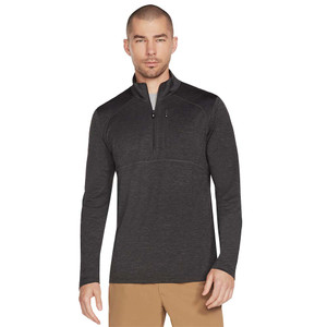 Front view of the Men's Skechers On the Road 1/4 Zip Shirt in the color Asphalt/Bold Black.