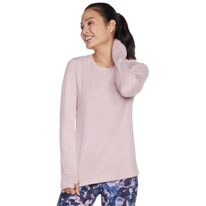 Front view of the Women's Skechers GO WALK Wear GO DRI SWIFT Long Sleeve in the color Dawn Pink.