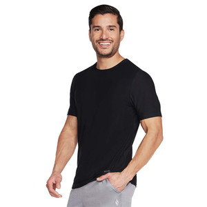 Front view of the Men's Skechers GoDri All Day Tee in the color Black.