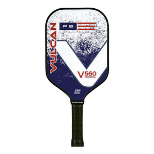 V560 Control Pickleball Paddle by Vulcan available in Lava, Ash, or Red, White, and Blue color options. Medium Grip, Fiberglass blend face.