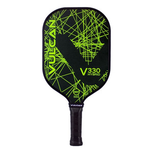 Vulcan V330 Hybrid Graphite Pickleball Paddle, choose from lime green or purple laser designs behind a big black "V" logo.