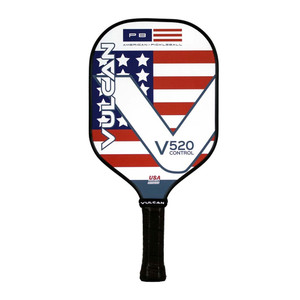 V520 Control Pickleball Paddle by Vulcan, choose from Dead Red, Fiji Blue, Americana, or Red, White, and Blue designs. Medium grip and Fiberglass face.