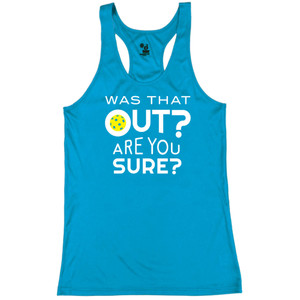 Women's Was That Out Core Performance Racerback Tank in Electric Blue